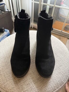 H&M Black Suede Ankle Booties with Side Zip
